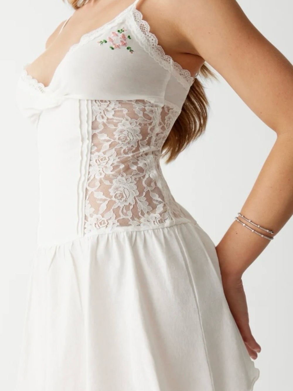 Frankie’s bikinis Donna embroidered mini dress